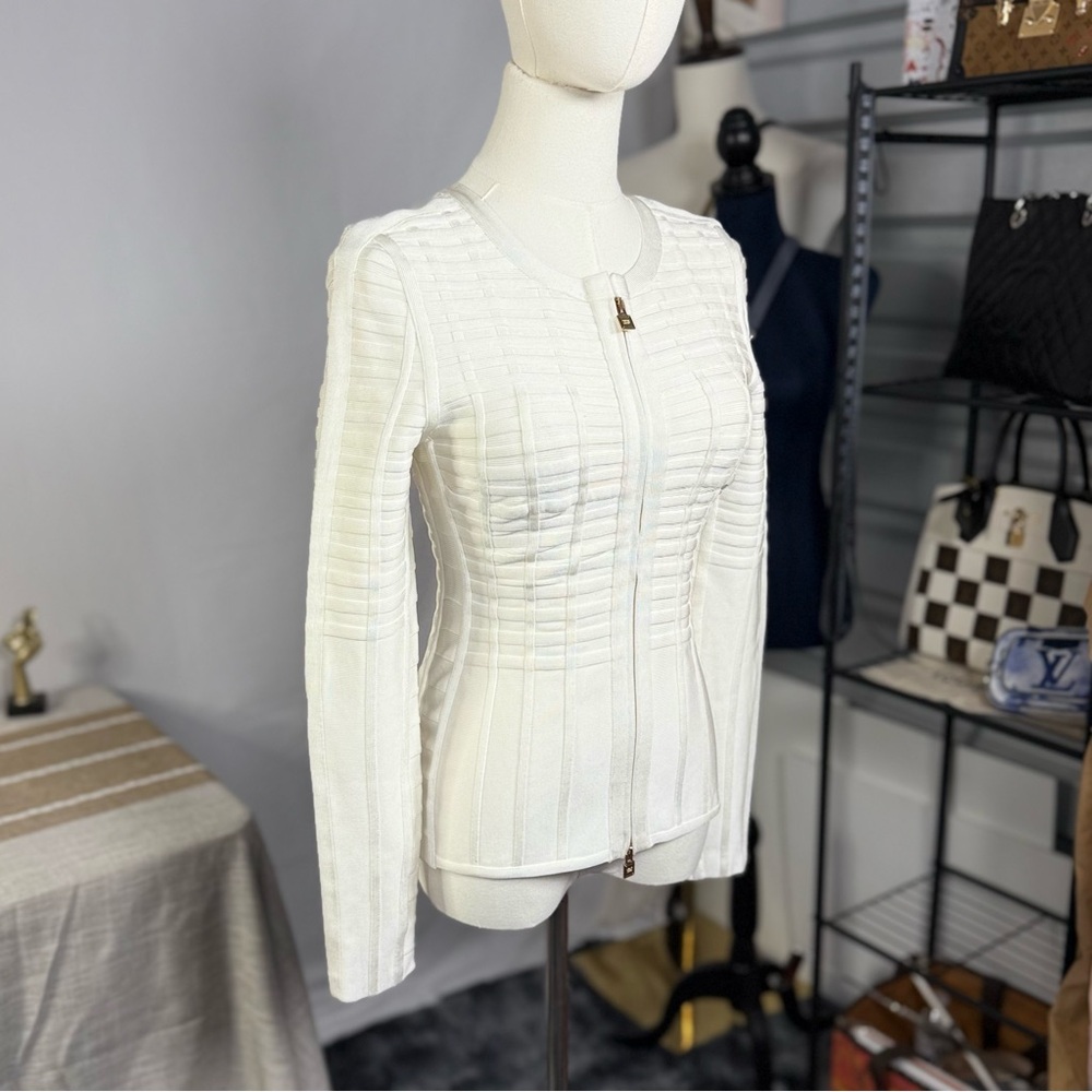 NEW! Herve Leger Off-White Alabaster Flo Jacket - Picture 4 of 16